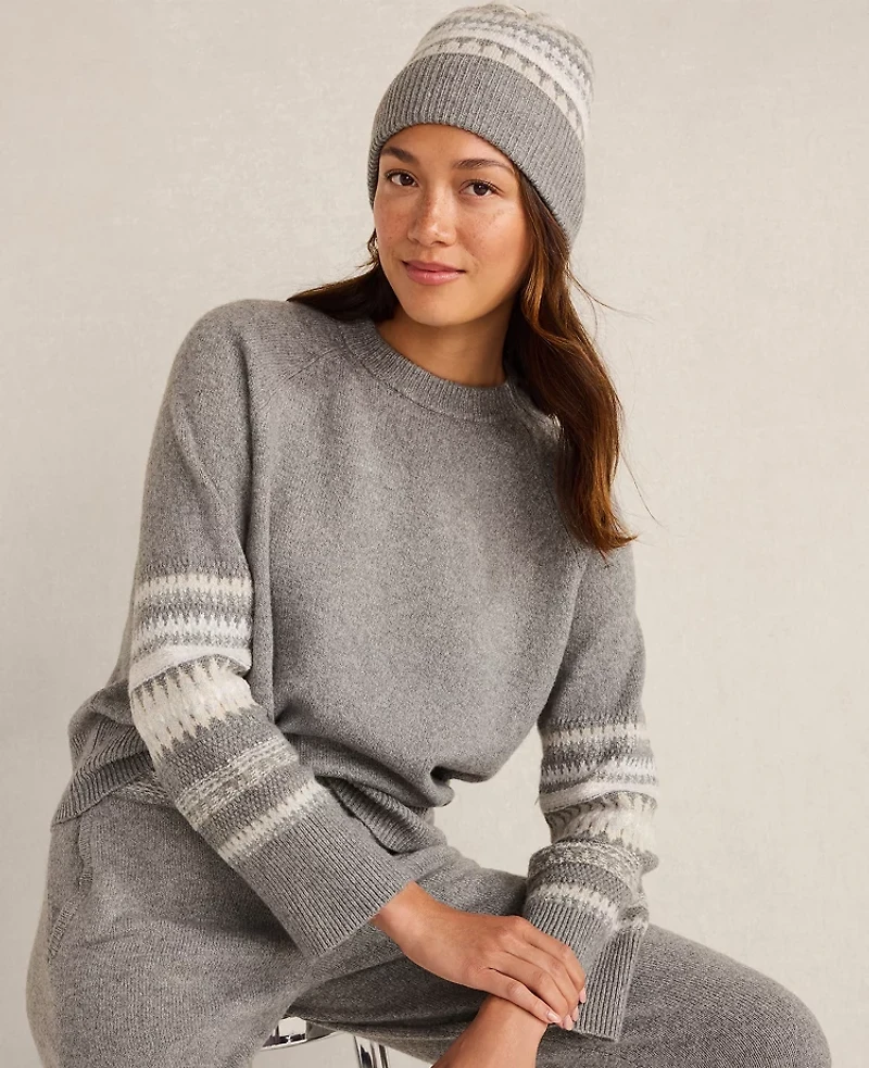 Ann Taylor Haven Well Within Organic Cotton Blend Nostalgic Fair Isle Crewneck Sweater 003708 Women's