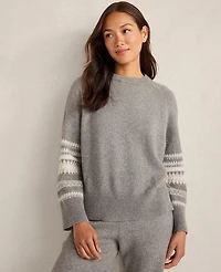 Ann Taylor Haven Well Within Organic Cotton Blend Nostalgic Fair Isle Crewneck Sweater 003708 Women's