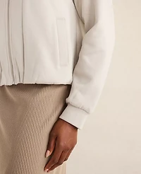 Ann Taylor Haven Well Within Soft-Brushed Fleece Bubble Bomber Oyster Shell Women's