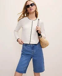 Ann Taylor Petite Textured Stitch Cardigan Winter White Women's