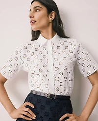 Ann Taylor Eyelet Blouse Women's