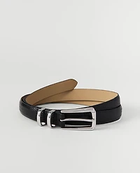 Ann Taylor Snake Rectangle Buckle Belt Black Women's