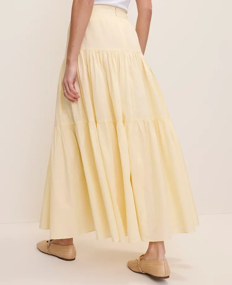 Ann Taylor Petite Weekend Tiered Full Skirt Size 16 Lemon Pavlova Women's
