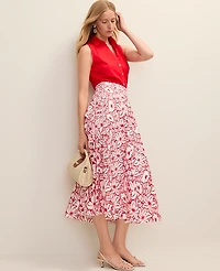 Ann Taylor Eyelet Full Midi Skirt White Women's