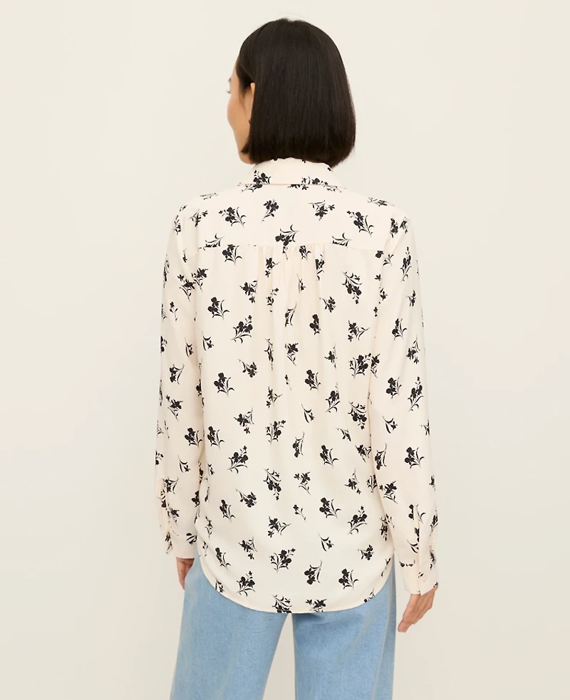 Ann Taylor Floral Camp Shirt Winter White Women's
