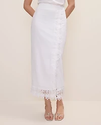 Ann Taylor Petite Wrap Midi Skirt Linen Blend White Women's