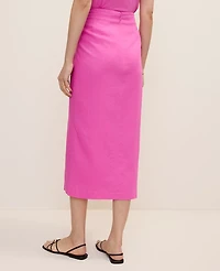 Ann Taylor Petite Knotted Linen Blend Pencil Skirt Rhododendron Women's