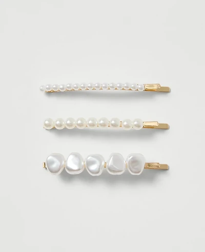 Ann Taylor Pearl Hair Clip Set Ivory Women's