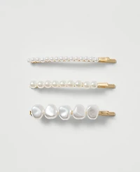 Ann Taylor Pearl Hair Clip Set Ivory Women's