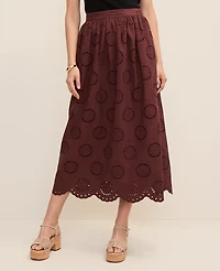 Ann Taylor Weekend Eyelet Gathered Maxi Skirt Rich Walnut Women's