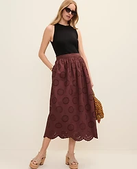Ann Taylor Weekend Eyelet Gathered Maxi Skirt Rich Walnut Women's