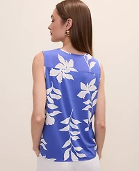 Ann Taylor Floral Mixed Media Top Dream Blue Women's