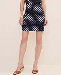 Ann Taylor Polka Dot A-Line Skirt Linen Blend Night Sky Women's