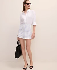 Ann Taylor The Side Zip Short Tweed White/Blue Multi Women's