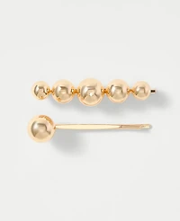 Ann Taylor Metal Ball Hair Clip Set Goldtone Women's