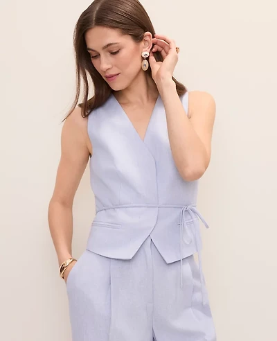 Ann Taylor Petite Tie Waist Vest Deep Wisteria Women's