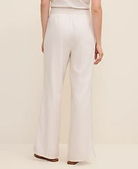 Ann Taylor Petite Weekend Striped Easy Fit Wide-Leg Pant Linen Blend Sail Cloth Women's