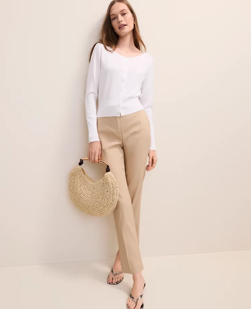 Ann Taylor The Petite Everyday Ankle Pant Linen Blend Cool Sesame Women's