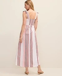 Ann Taylor Weekend Striped Tie Strap Midi Dress Terra Toscana Women's