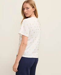 Ann Taylor Petite Weekend Sun Print Relaxed T-Shirt Gold Women's
