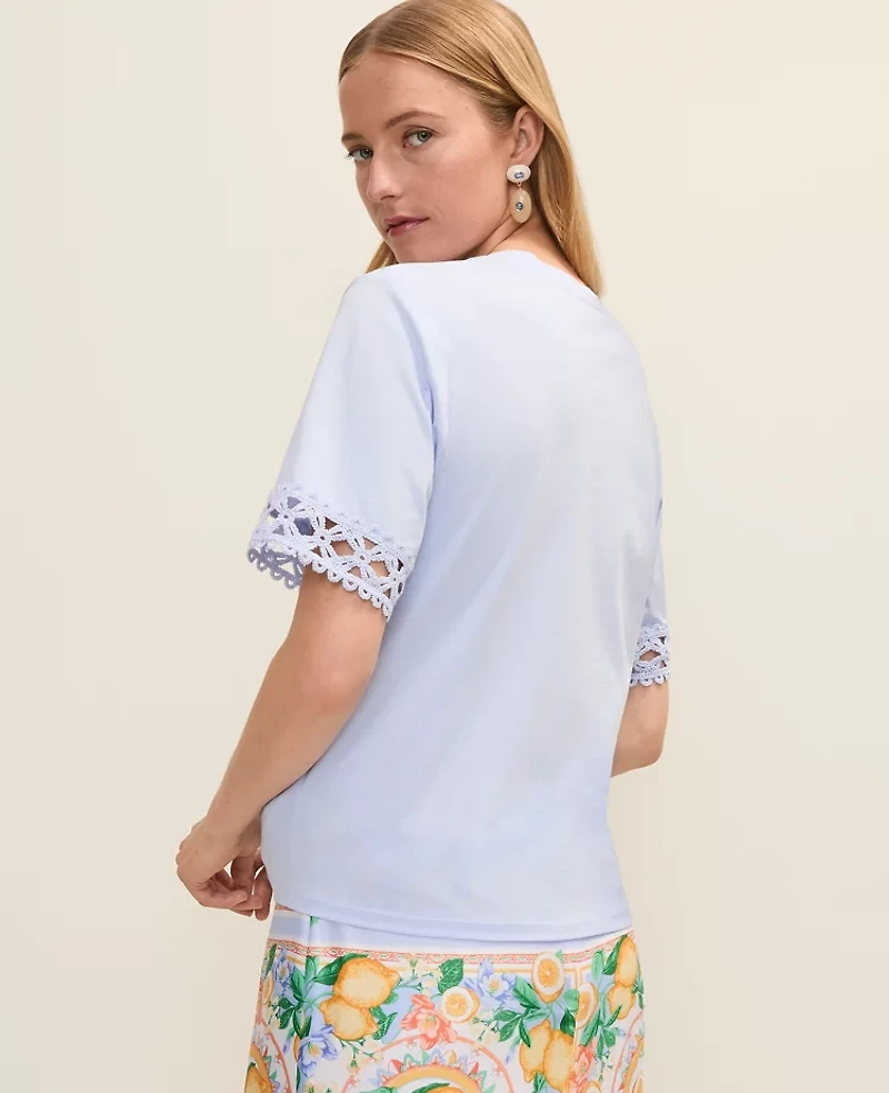 Ann Taylor Crochet Trim Relaxed T-Shirt Women's
