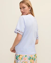 Ann Taylor Crochet Trim Relaxed T-Shirt Women's