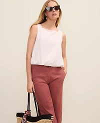 Ann Taylor Weekend Bubble Hem Tank Top Linen Blend Blush Haze Women's