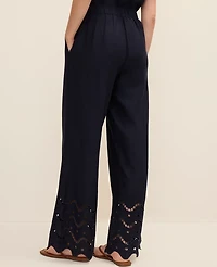 Ann Taylor The Easy Wide-Leg Pant Linen Blend Night Sky Women's