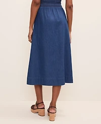 Ann Taylor Petite Weekend Easy Fit Denim Midi Skirt Medium Wash Women's