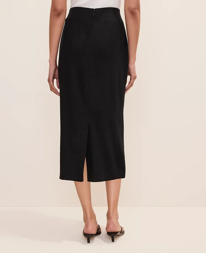 Ann Taylor Petite Embroidered Column Midi Skirt Black Women's