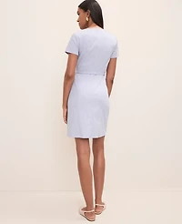 Ann Taylor Petite Striped Crew Neck Flare Dress Ocean Oasis Stripe Women's