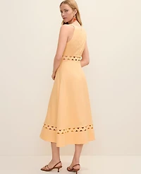 Ann Taylor Petite Halter Dress Linen Blend Tropical Papaya Women's