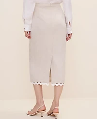 Ann Taylor Petite Midi Skirt Linen Blend Natural Flax Women's