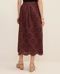 Ann Taylor Petite Weekend Eyelet Gathered Maxi Skirt Rich Walnut Women's