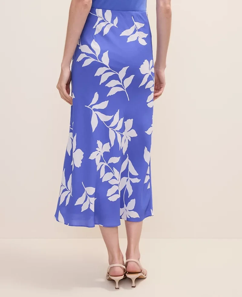 Ann Taylor Petite Floral Bias Slip Skirt Satin Dream Blue Women's