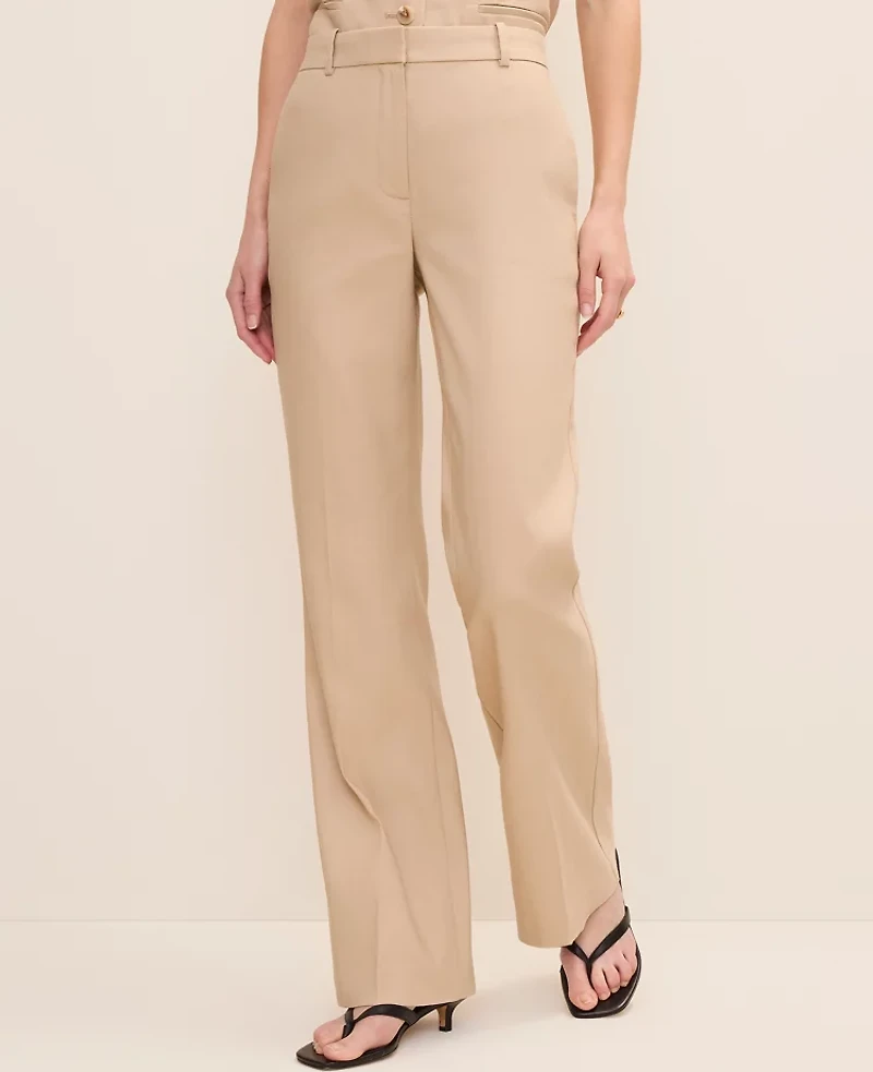 Ann Taylor The Petite High Rise Trouser Linen Blend Cool Sesame Women's