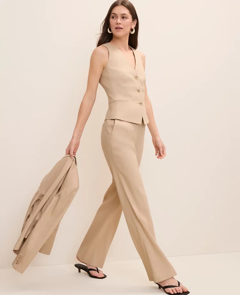 Ann Taylor The High Rise Trouser Linen Blend Cool Sesame Women's