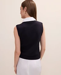 Ann Taylor Petite Collared Sweater Vest Night Sky Women's