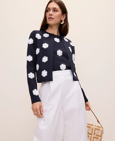 Ann Taylor Petite Floral Appliqué Cardigan Women's