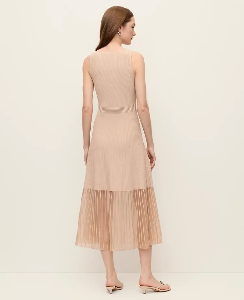 Ann Taylor Petite Square Neck Ribbed Sweater Dress Pale Sandalwood Women's