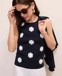Ann Taylor Petite Floral Appliqué Sweater Shell Top Women's
