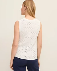 Ann Taylor Petite Weekend Popcorn Stitch Sweater Shell Top Winter White Women's