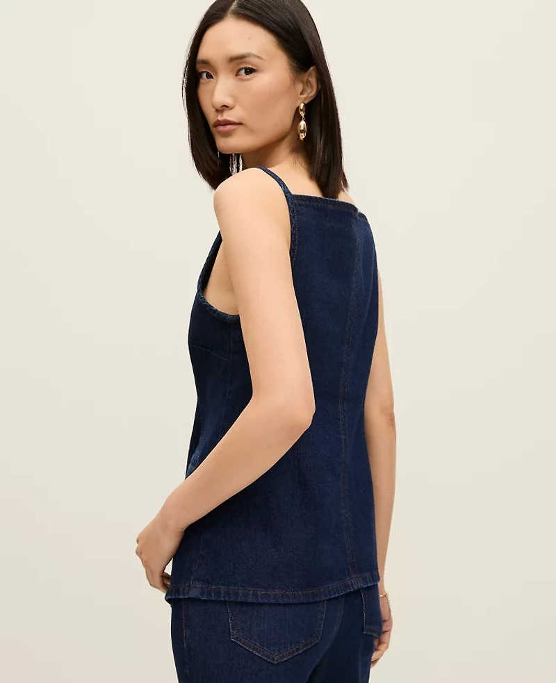 Ann Taylor Petite Strappy Denim Vest Top Classic Rinse Wash Women's