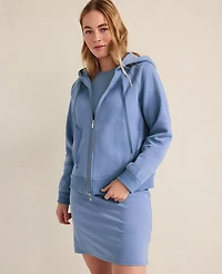 Ann Taylor Haven Well Within Cloud Fleece Zip-Up Hoodie Lake Blue Women's