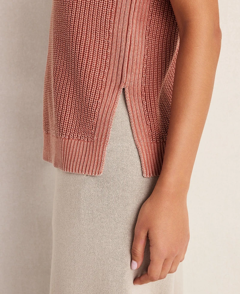 Ann Taylor Haven Well Within Garment-Dyed Cotton Shaker Sleeveless Sweater Women's