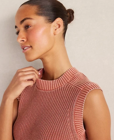 Ann Taylor Haven Well Within Garment-Dyed Cotton Shaker Sleeveless Sweater Women's