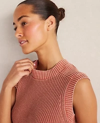Ann Taylor Haven Well Within Garment-Dyed Cotton Shaker Sleeveless Sweater Women's