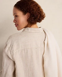 Ann Taylor Haven Well Within The Daily Shirt Everweave Linen Stripe Willow Branch Women's