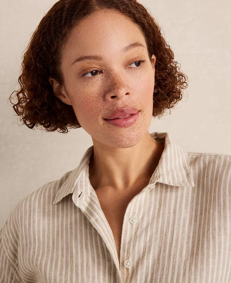 Ann Taylor Haven Well Within The Daily Shirt Everweave Linen Stripe Willow Branch Women's