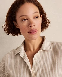 Ann Taylor Haven Well Within The Daily Shirt Everweave Linen Stripe Willow Branch Women's